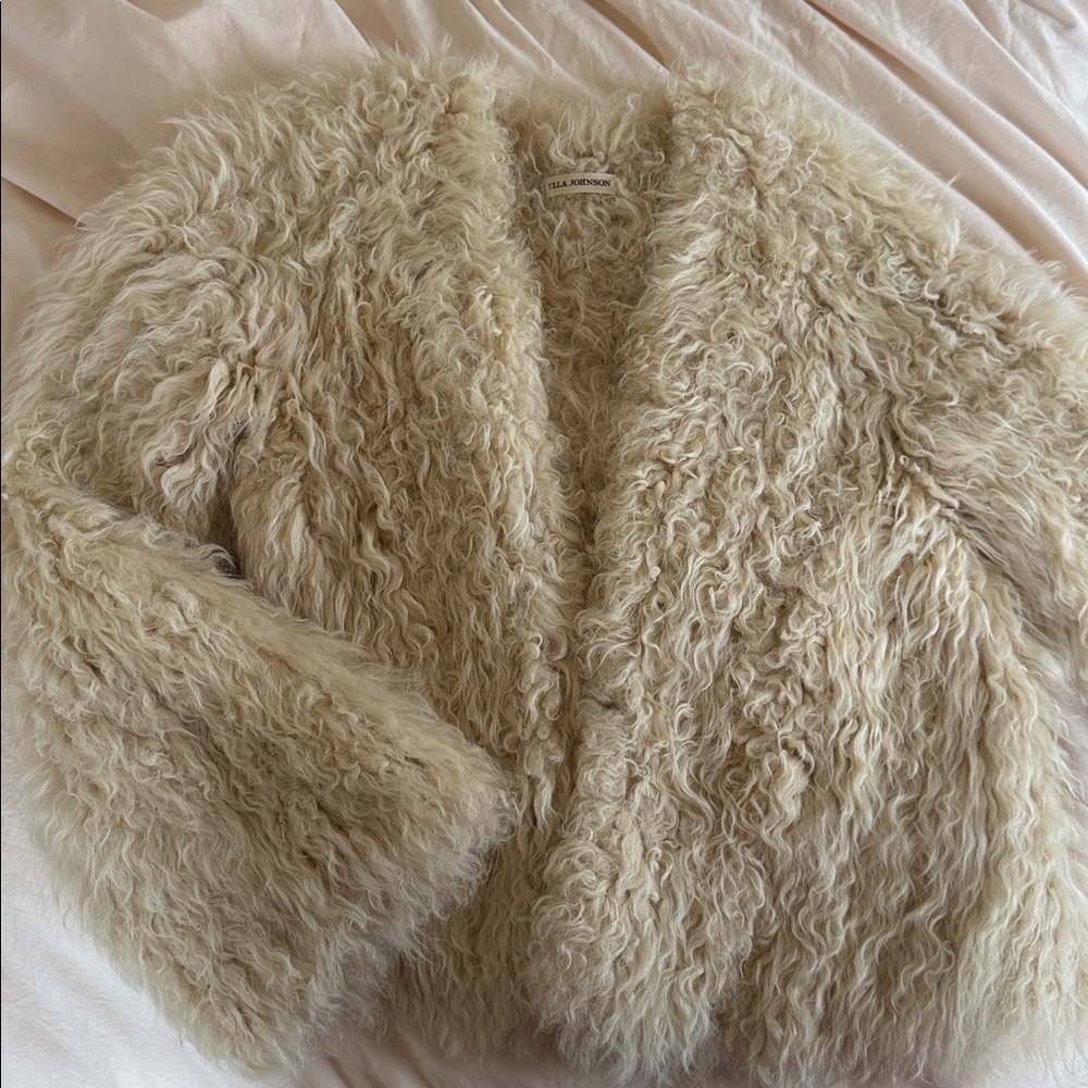 Ulla Johnson Harper Lamb Fur Coat in Cream XS/S - Picture 5 of 8